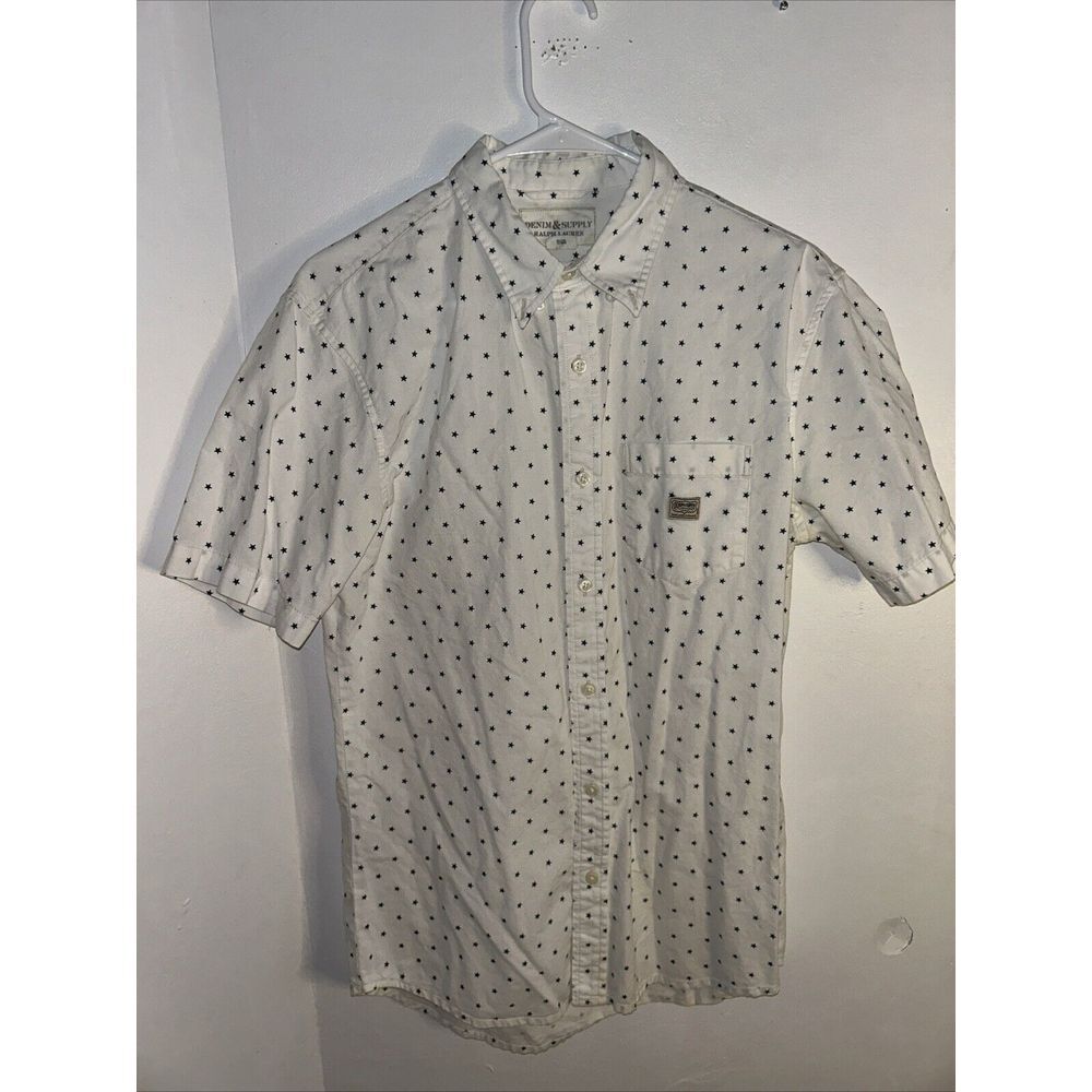 Ralph Lauren Denim & Supply White (Navy stars) Short Sleeves Button